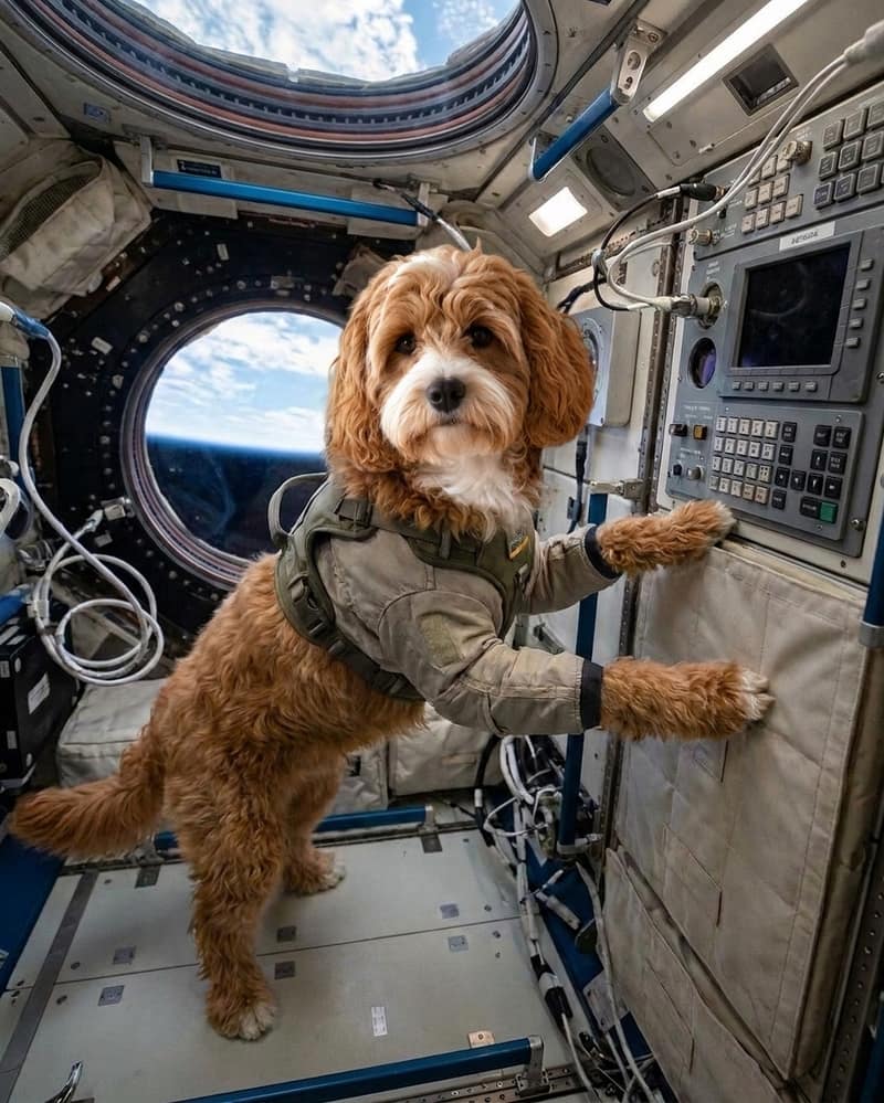 A dog as an astronaut